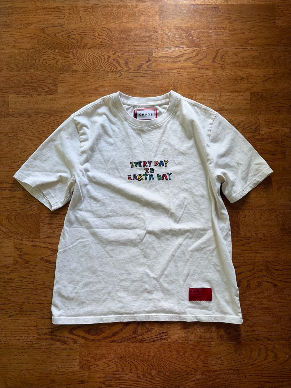 CHNGE Make Every Day Earth Day graphic t shirt tee short sleeve Ivory Planet